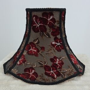 Red Floral Embroidered Chenille Lampshade